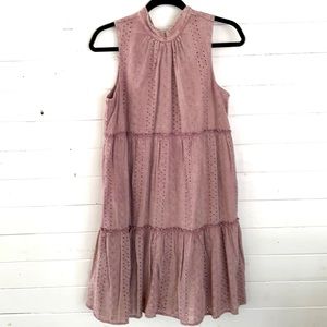Everleigh Mauve Tiered Eyelet Dress